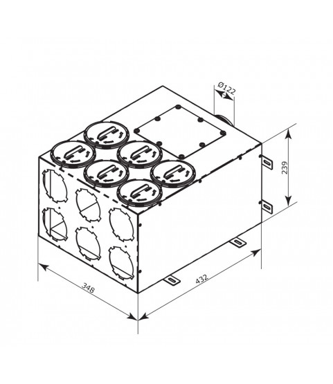 Kovový distribučný box 6 vývodov s Ø 90mm