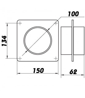 Plastový montážny rámček so spojkou pre kruhové vzduchovody Ø 100 mm